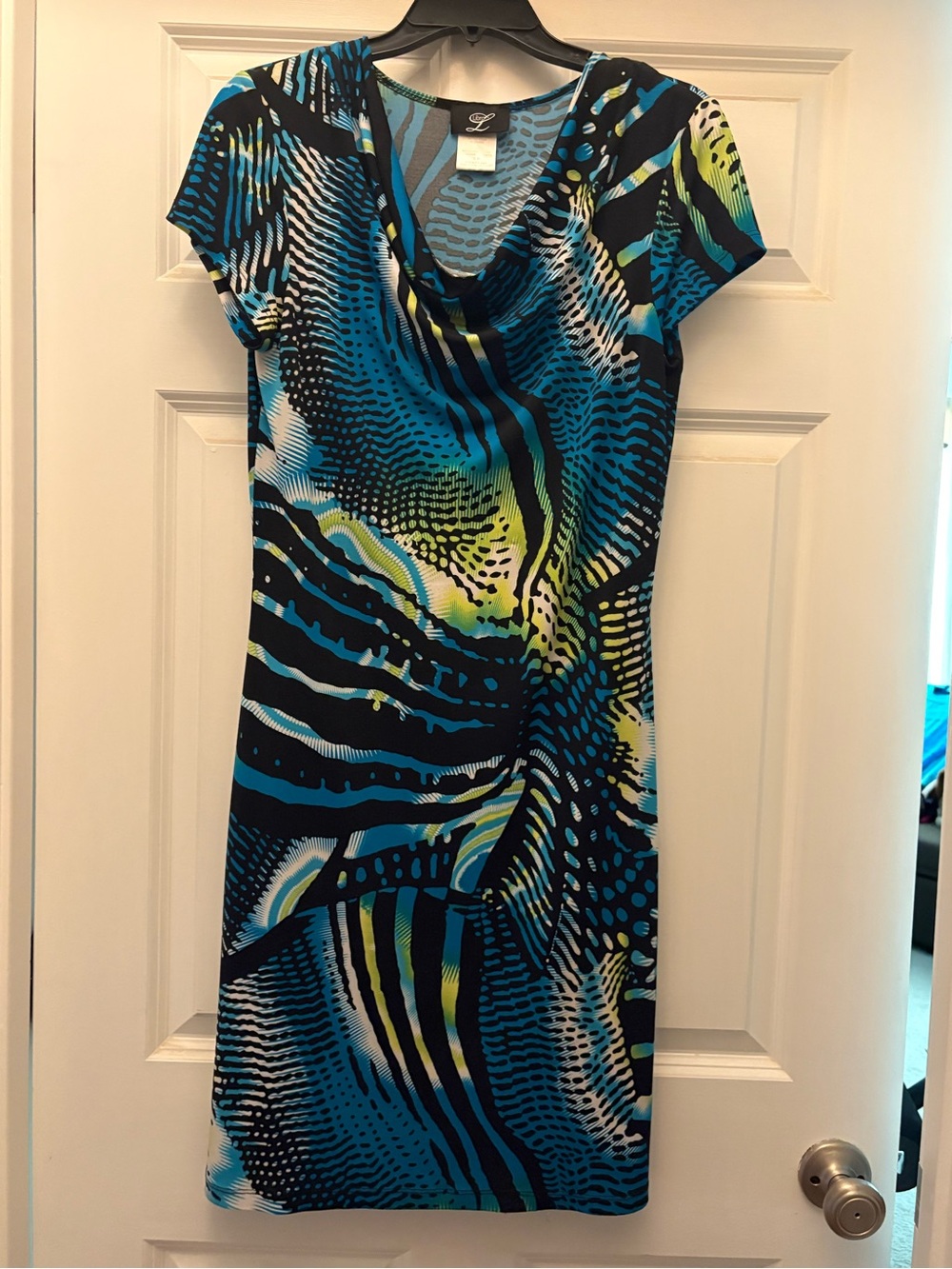 Libra Blue & Black Patterned Women's Dress